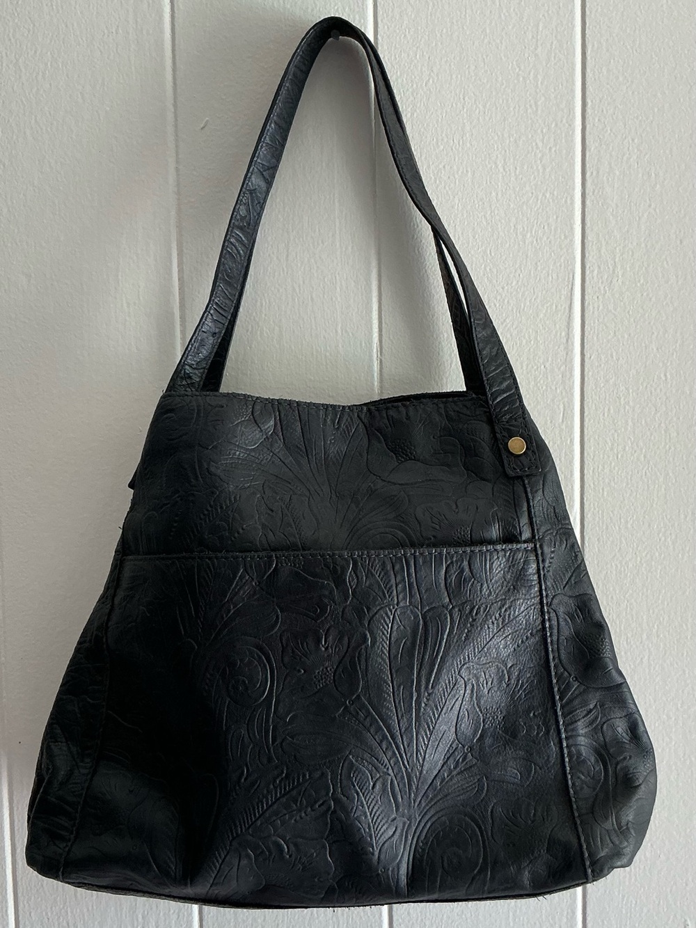 A Rare HTF Out Of Stock American Leather Co. Liberty Shopper Black Shoulder Bag